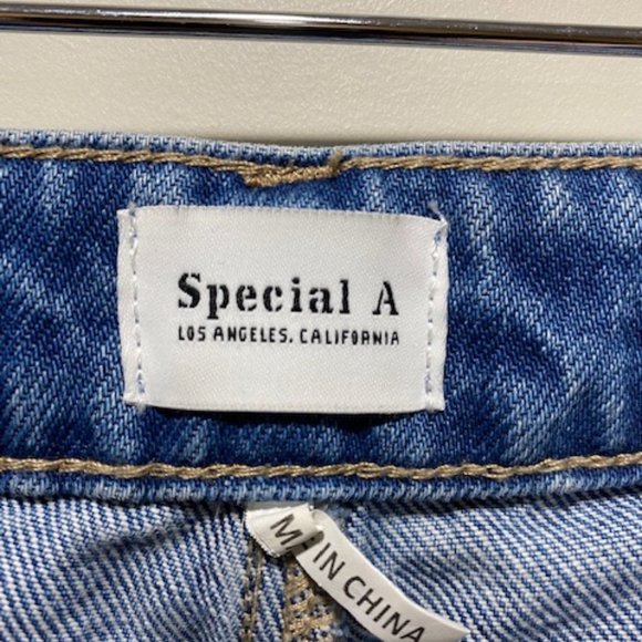 Special A High Rise Distressed Straight Leg Jeans for Women in Medium Wash - Picture 2 of 3